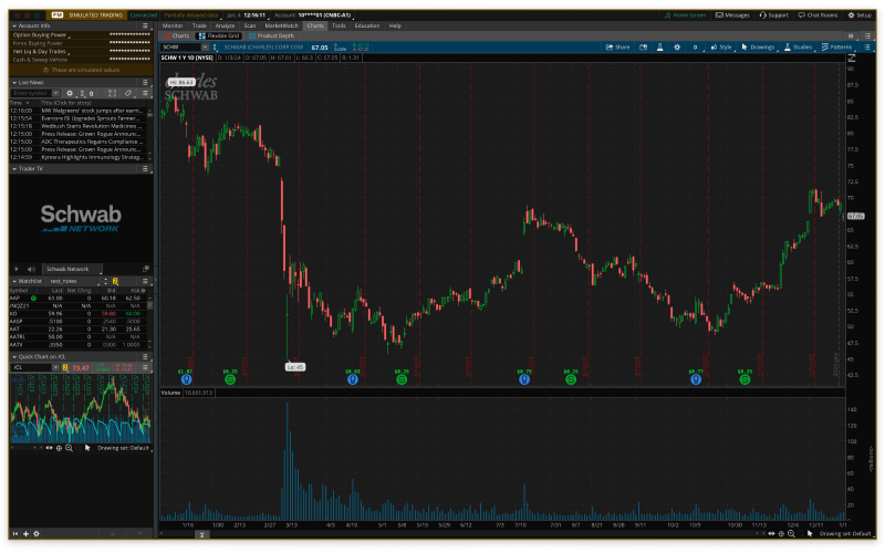 Thinkorswim advanced charting platform with technical indicators and real-time data